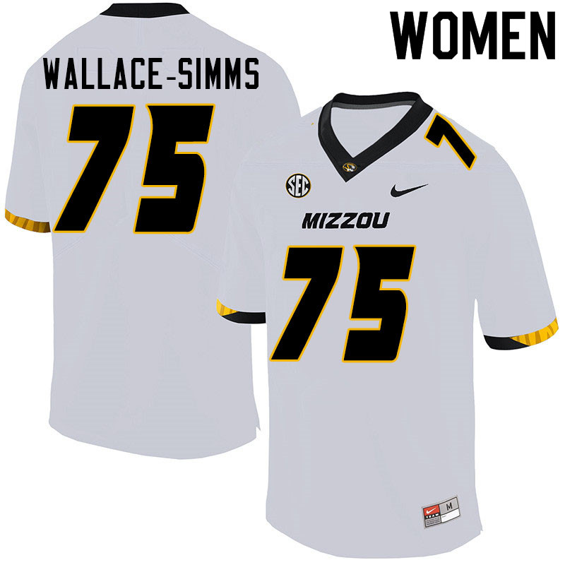 Women #75 Tre'Vour Wallace-Simms Missouri Tigers College Football Jerseys Sale-White